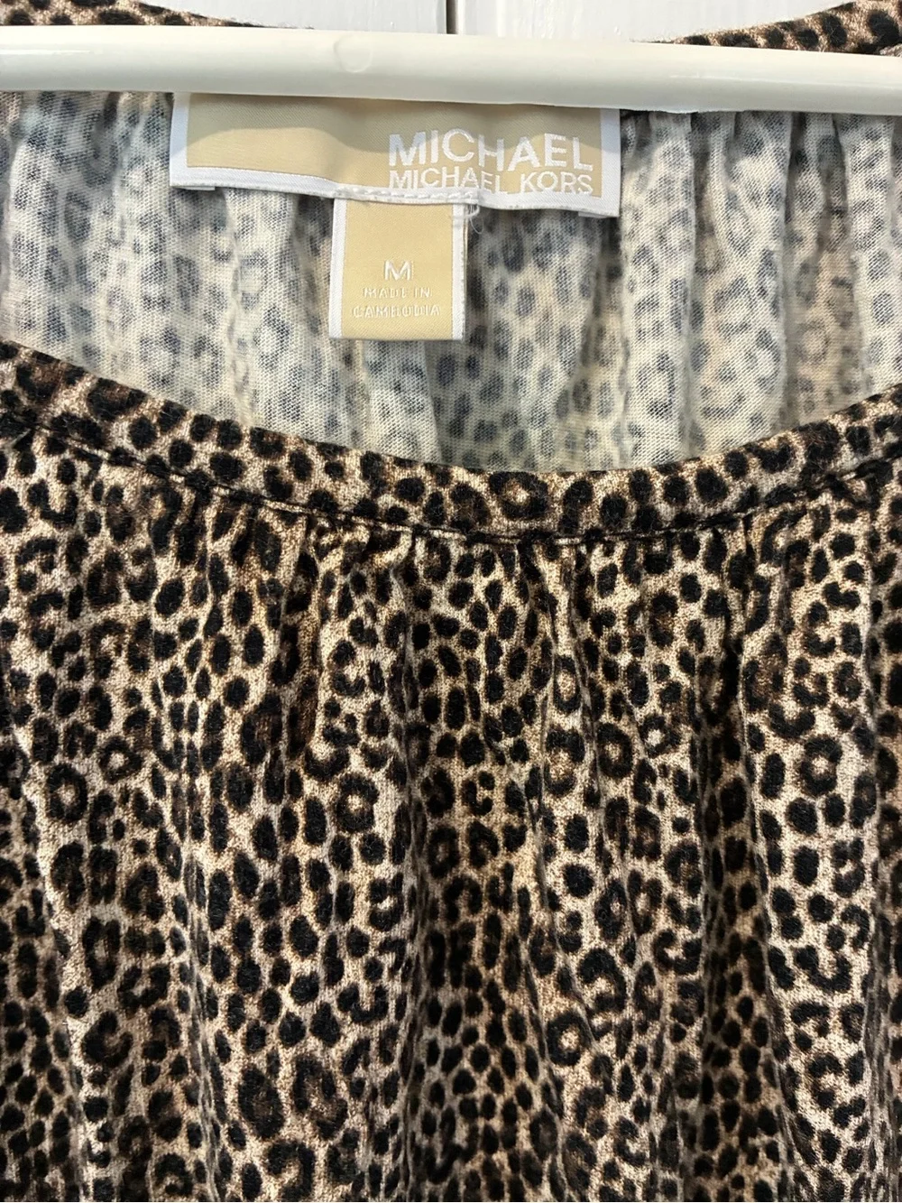 Michael Kors Leopard Print Peasant Blouse - Brown & Black
